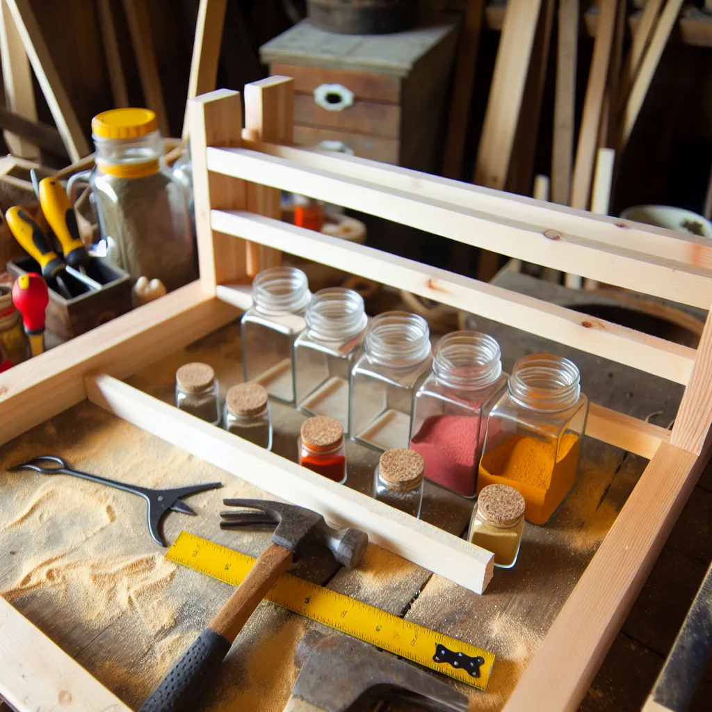 DIY wooden spice rack project